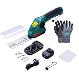 Dextra 2 in 1 Cordless Grass Shear & Hedge Trimmer with Gardening Gloves, 8V Electric Handheld Shrubber Trimmer Grass Cutter with 2000mAh Rechargeable Lithium-ion Battery&Charger, 45min Fast Charge