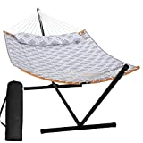 SUNCREAT Hammocks Outdoor Hammock with Stand, 450 lbs Capacity, 2 Person Hammock with Stand, Gray Drops