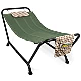 Best Choice Products Outdoor Hammock Bed with Stand for Patio, Backyard, Garden, Poolside w/Weather-Resistant Polyester, 500LB Weight Capacity, Pillow, Storage Pockets - Green