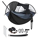 KingCamp 3 in 1 Camping Hammock with Gauze Net Support to 550lbs Double Hammocks Portable 2 Person Hammock Tent with Tree Straps Outdoor Hammock for Camping Backpacking Hiking(Black)