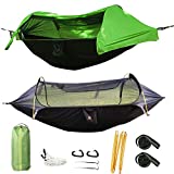 HongXingHai 3 in 1 Hammock with Mosquito Net and Rain Fly Outdoor Hammocks Tents for Camping (Green, L)