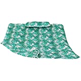 Sunnydaze Polyester Quilted Hammock Pad and Pillow Set Only - Durable Outdoor Rope Hammock Accessories - Replacement Hammock Pad - Green Palm Leaves