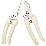 Premium garden shears, MEPEREZ Shears gardening tools, garden clippers for cutting rose, floral, hedge, tree, Lightweight garden scissors, 8 inch pruning shears, plant shears, steel anvil snips 2 pack
