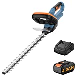 Handife Cordless Hedge Trimmer, 20V 4.0Ah Powerful Electric Hedge Trimmer Cordless with 20' Dual-Action Blade, 0.55' Blade Spacing Shrub Trimmer with 180°Rotating Rear Handle
