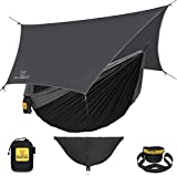 Wise Owl Outfitters Hammock Camping Single with Tree Straps - USA Based Hammocks Brand Gear, Indoor Outdoor Backpacking Survival & Travel - Black + Bug Net & Rain Tarp