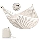 UUWay Hammock Double Hammocks for 2 Person Portable Hammock for Indoor Outdoor Use Load Capacity up to 450 Lbs with Carrying Bag Camping Hammock for Backyard Porch Patio Yard Garden Tree Beige