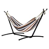 Amazon Basics Double Hammock with 9-Foot Space Saving Steel Stand and Carrying Case, Multi Color, 400 lb Capacity