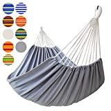 GOCAN Brazilian Double Hammock 2 Person Extra Large 330X160cm Load Capacity 600Pound Canvas Cotton Hammock for Patio Porch Garden Backyard Lounging Outdoor and Indoor XXL(Grey)