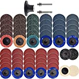 NYXCL 60Pcs Sanding Discs Set, 2 inch Quick Change Sanding Discs with 1/4' Holders, Die Grinder Surface Conditioning Burr Rust Paint Removal