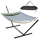 Cool Area 12ft Portable Double Hammock with Stand 2 Person Hammock Heavy Duty 450lbs Indoor Outdoor