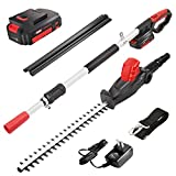 MZK 20V 21.3' Pole Hedge Trimmer Cordless, Steel Blade, Hedge Trimmer, Power Hedge Trimmer Extension Pole with 2AH Battery Pack & Fast Charger…