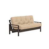 Royal Sleep Products by The Futon Factory Cooling Gel Memory Foam 8 inch Futon Mattress - Solid Khaki Cover - Full Size - CertiPUR Certified Foams - Made in USA - (Frame not Included)