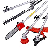 MAXTRA 5-in-1 Gas Pole Saw, 42.7cc 2-Cycle Reach to 16ft Cordless String Trimmer with Weed Wacker/Hedge Trimmer/Brush Cutter Multi Functional Trimming Tools