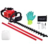 EASYG 23.6cc Gas Hedge Trimmer 24' 2-Cycle Recoil Gasoline Trim Blade Blade Double-Sided with Safety Gloves and Some Accessories