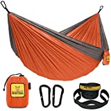 Wise Owl Outfitters Hammock for Camping Single & Double Hammocks Gear for The Outdoors Backpacking Survival or Travel - Portable Lightweight Parachute Nylon SO Orange & Grey