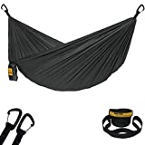 Wise Owl Outfitters Camping Hammock - Lightweight, Portable Hammock w/ Tree Straps - Outdoor Hammock for Beach, Hiking, Backpacking and Travel, Grey