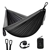 Camping Hammock Double & Single Portable Hammock with Tree Straps, Lightweight Nylon Parachute Hammocks Camping Accessories Gear for Indoor Outdoor Backpacking, Travel, Hiking, Beach