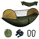 ZealBoom Camping Hammock with Mosquito Netting, Pop-up Portable Hammock/Ultralight Nylon Parachute Hammocks with Tree Straps, 2 Person Hammock for Backpacking, Travel, Beach, Camping, Hiking, Backyard