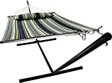 Sorbus® Hammock with Stand & Spreader Bars and Detachable Pillow, Heavy Duty, 450 Pound Capacity, Accommodates 2 People, Perfect for Indoor/Outdoor Patio, Deck, Yard (Hammock with Stand, Blue/Aqua)
