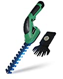 Cordless Grass Shear & Hedge Trimmer 2-in-1 Handheld Grass Cutter Hedge Cutter 7.2V Electric Grass Clippers Shrubbery Trimmer with Safety Lock Rechargeable Battery and Charger for Yard/Garden/Lawn.