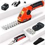 SHALL Cordless Grass Shear & Hedge Trimmer - 7.2V Electric Shrub Trimmer 2 in 1 Handheld Grass Trimmer Hedge Shears, Hedge Clippers Grass Cutter w/ Pruning Scissor, Rechargeable Battery & Fast Charger