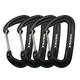 VORNNEX 12KN Aluminum Replacement Carabiner Clip 4 Pack for Hammocks, Heavy Duty Large Clipping On Camping Accessories, Keychain and More - Black