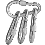 BEWISHOME 4 Pack Carabiner Hooks Hammock Locking Solid Metal D Clips with Heavy Duty 500LBS Screw Gate for Camping Hiking Traveling Backpacking Outdoor HDK02W