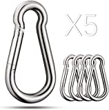 Snap Links 500LB Caribeener Clips 3INCH Large Carabiner Clips 5PCS 304 Stainless Steel Carabiner Heavy Duty Spring Snap Hook for Hammock Yoga&Brazilian,Climbing,Swing Chair,Outdoor Camping, Hiking