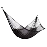 NOVICA Black Nylon Hand Woven Mayan Rope 2 Person XL Hammock with Hanging Accessories, Black Relaxation' (Double)