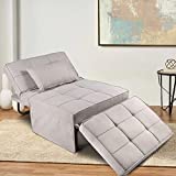 Ottoman Sofa Bed 4 in 1 Multi-Function Folding Sleeper Chair Bed Adjustable Recliner for Living Room (Light Grey)