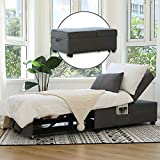Cynefin Futon Chair with Lumbar Pillow and 3 Side Pockets, Convertible Chair Sleeper Bed, 4 in 1 Ottoman Bed Tufted Fabric Gray
