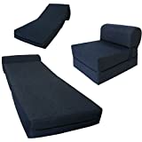 D&D Futon Furniture Chair Folding Foam Bed, Studio Sofa Guest Folded Foam Mattress (6' x 24' x 70', Navy Blue)