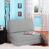 Flip Chair Convertible Sleeper Dorm Bed Couch Lounger Sofa (Grey)