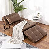 Vonanda Leather Ottoman Sleeper Chair Bed,Small Modern Couch Multi-Position Convertible with Selected Leather Fabrics and Unique Sturdy Frame for Small Space, Chestnut Brown