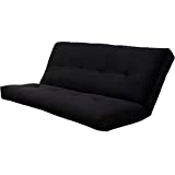 Pemberly Row 8' Full Size Spring Futon Mattress Replacement, Suede Fabric Sleeper Sofa Bed Mattress, Black
