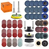 Tshya 270Pack 2inch Sanding Discs Pad Variety Kit for Drill Grinder Rotary Tools Die Grinder Accessories with 1/8'&1/4' Shank Backer Plate, Sanding Pads Includes 36-3000 Grit
