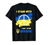 I Stand With Ukraine _ Peace Sign American Flag Puck Futon T-Shirt