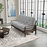 Full Size Futon Mattress, Hand-Tufted in The USA by Loosh, Soft Lightweight Cover, Durable Layered Foam Interior, 7”, Grey (Frame Not Included)
