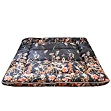 Black Floral Japanese Futon Floor Mattress, Bed Mattress Topper Portable Thick Sleeping Pad Floor Bed Roll Up Camping Mattress Folding Couch Bed Mattress Pad for Guest Room, Queen Size