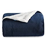 BEDSURE Sherpa Fleece Blanket Throw Size Navy Blue Plush Throw Blanket Fuzzy Soft Blanket Microfiber