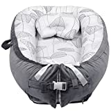 TOATON Baby Lounger, Baby Nest, Newborn Crib soothing Bed with Pillow, Ultra Soft Cotton, Reversible Adjustable Portable Baby Bassinet, Lightweight for Traveling, Newborn Baby Gifts Essential (Leaves)