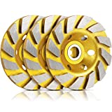 3 Pieces Turbo Row Diamond Grinding Cup Wheel Concrete Turbo Cup Disc Grinder for Sand of Concrete Walls, Concrete Floors, Granite Stone Marble Masonry Concrete, Yellow