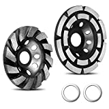 [Upgraded] 2 Pack Diamond Cup Grinding Wheel, Include 4-1/2 Inch Double Row Grinding Wheel, 4 Inch 12 Segs Heavy Duty Angle Grinder Wheels Sets for Angle Grinder Polishing (Black)