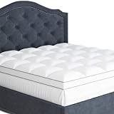 Queen Cooling Mattress Topper, Pillow-Top Optimum Thickness, Soft 100% Cotton Fabric, Breathable & Plush Quilted Down-Like Fill, Snug Deep Pocket fit for Mattresses 8-20 inches Deep, Sleep Mantra