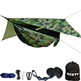 Camping Hammock with Mosquito Net and Rain Fly XL - Portable Travel Hammock Bug Net - Camping Equipment - Hammock Tent for Outdoor Hiking Campin Backpacking Travel (Camo)