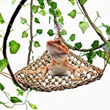 PETWAKEY-ST Bearded Dragon Hammock,Bendable Reptile Jungle Vine Decor with Fake Leaves & Suction Cup Accessories for Climbing Chameleon Crab Lizards Snakes Hermit Gecko（4 PCS）
