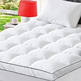 BedLuxury Mattress Pad Full Size Extra Thick Cooling Mattress Topper for Back Pain Breathable Quilted Pillow Top Plush Soft with 8-21 Inch Deep Pocket - White