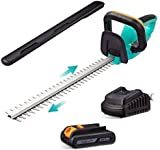 Hedge Trimmer, 22'' Cordless Hedge Trimmer 20V 2600 RPM with Dual-Action Blade, 3/5” Cutting Capacity 2.0Ah Li Battery Tree Trimmer Weed Eater Hedge Trimmer Kit for Hedges/Shrubs/Bushes Cutting