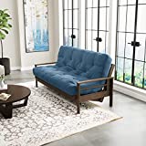 Full Size Futon Mattress, Hand-Tufted in The USA by Loosh, Soft Lightweight Cover, Durable Layered Foam Interior, 7”, Denim Blue (Frame Not Included)