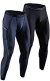DEVOPS 2 Pack Men's Compression Pants Athletic Leggings with Pocket (X-Large, Black/Charcoal)